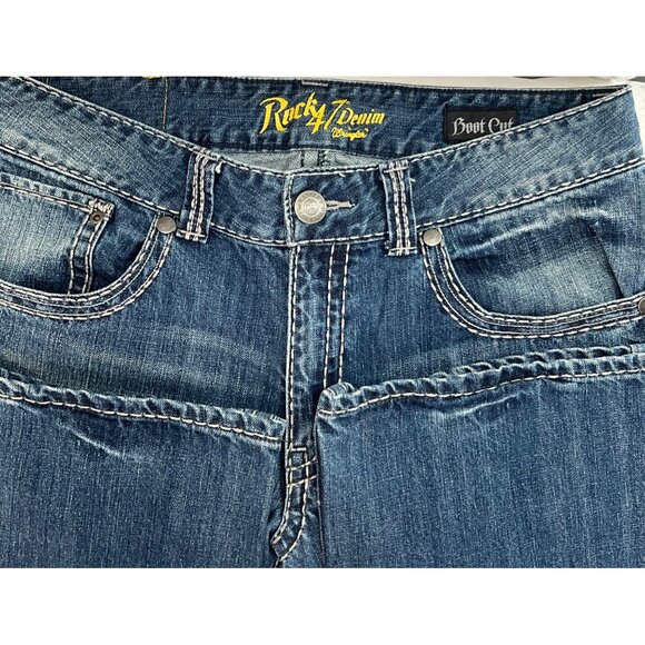 Rock 47 By Wrangler Blue Boot Cut Jeans 33x32 Mens Denim Pants - Picture 2 of 10